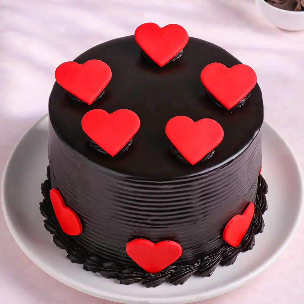 Hearts Of Love Chocolate Cake