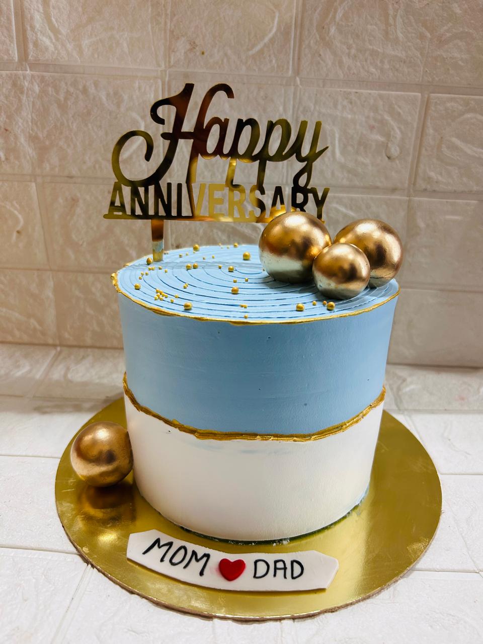 Blue Elegance Celebration Cake