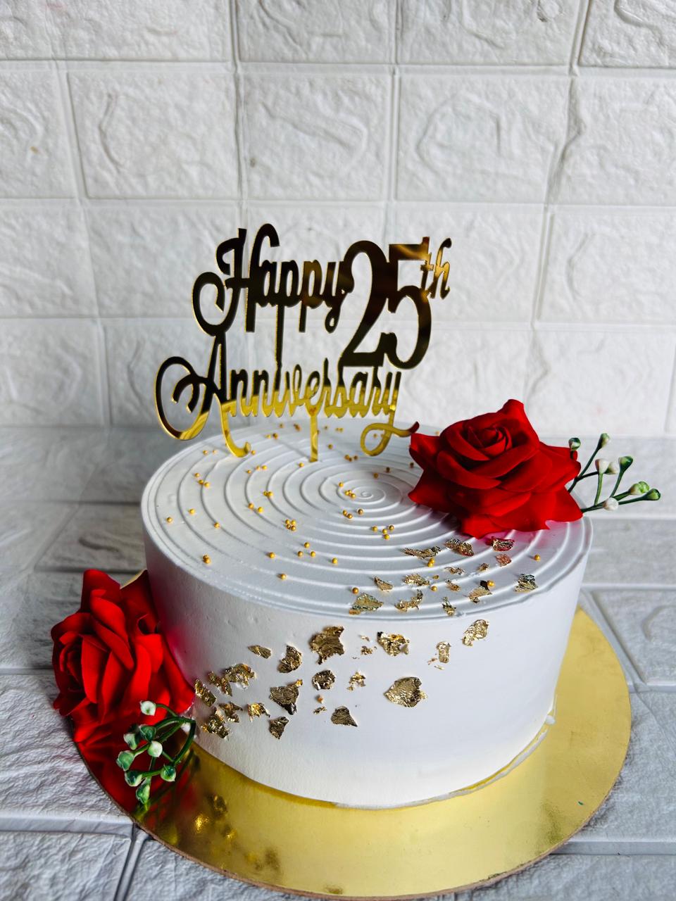 Luxury White & Gold Anniversary Cake