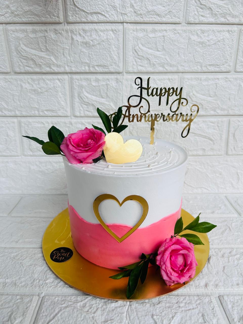 Blushing Hearts & Roses Cake