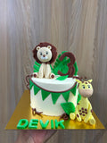 Lion & Giraffe Theme Cake
