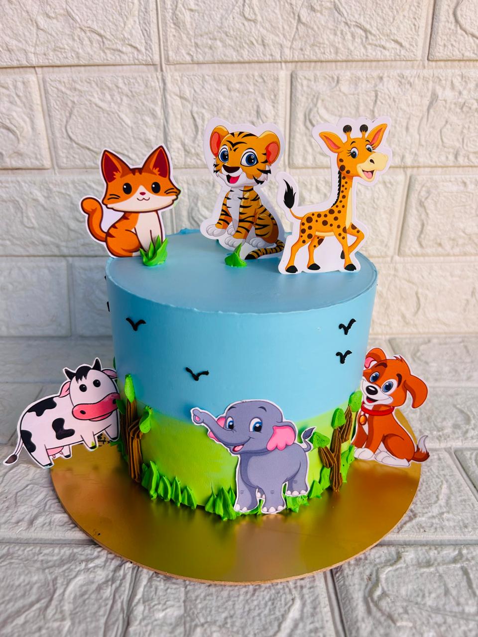 Jungle Safari Theme Birthday Cake