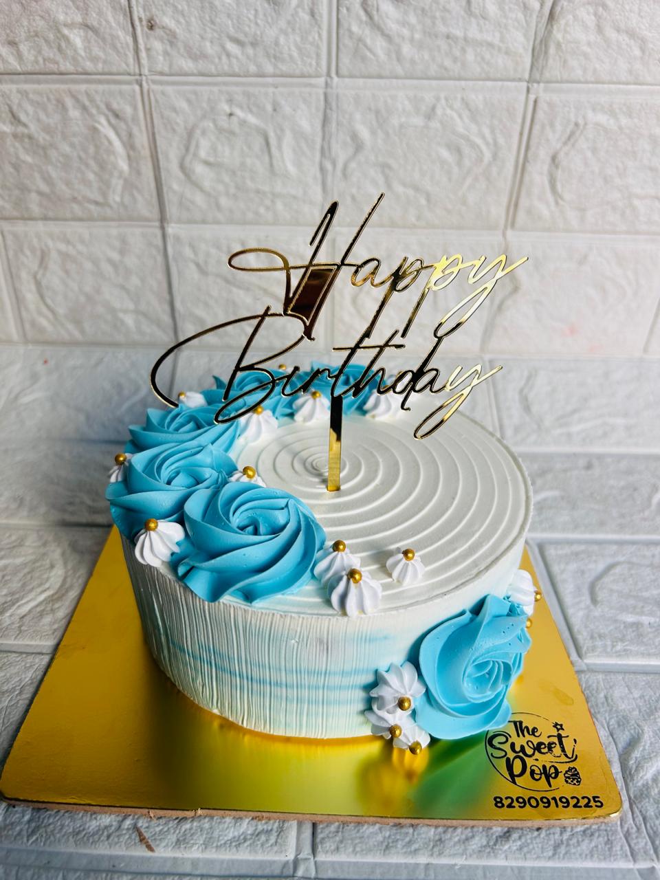 Blue Pearl Floral Celebration Cake