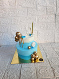 Ocean Blue Gold Celebration Cake