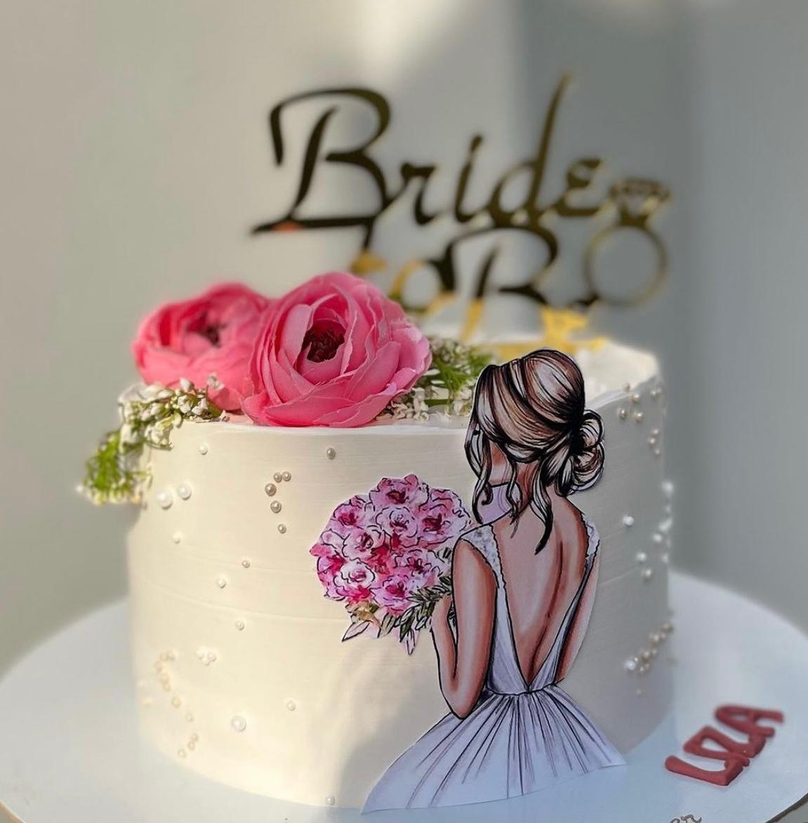 Pink Roses & Lady Cake