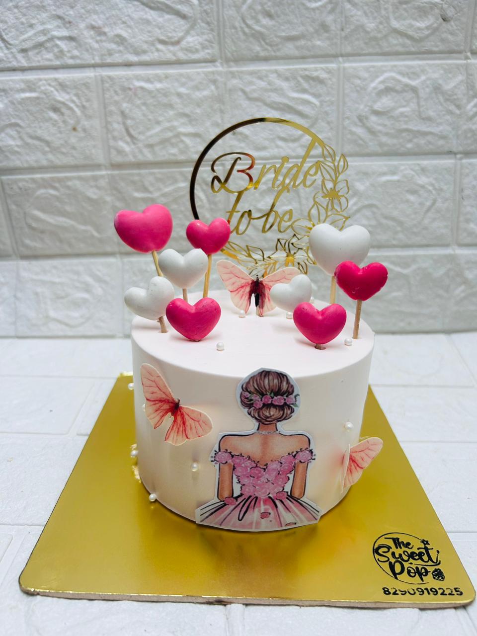 Romantic Heart & Butterfly Bridal Cake