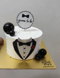 Black & White Groom to Be Cake