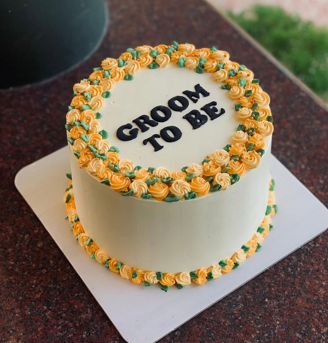 Fresh Floral Groom to Be Cake