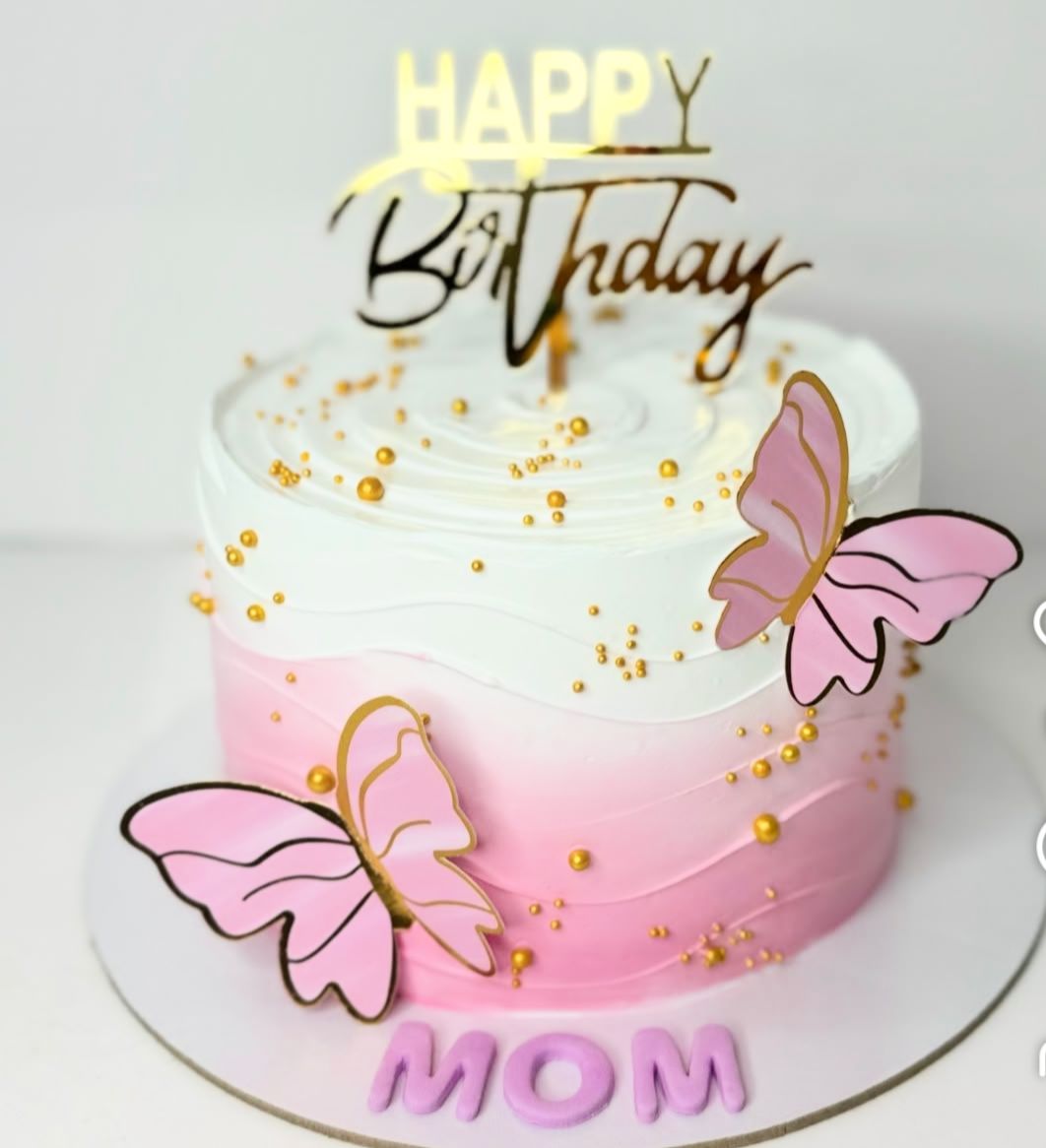 Pretty Pink Butterfly Birthday Cake