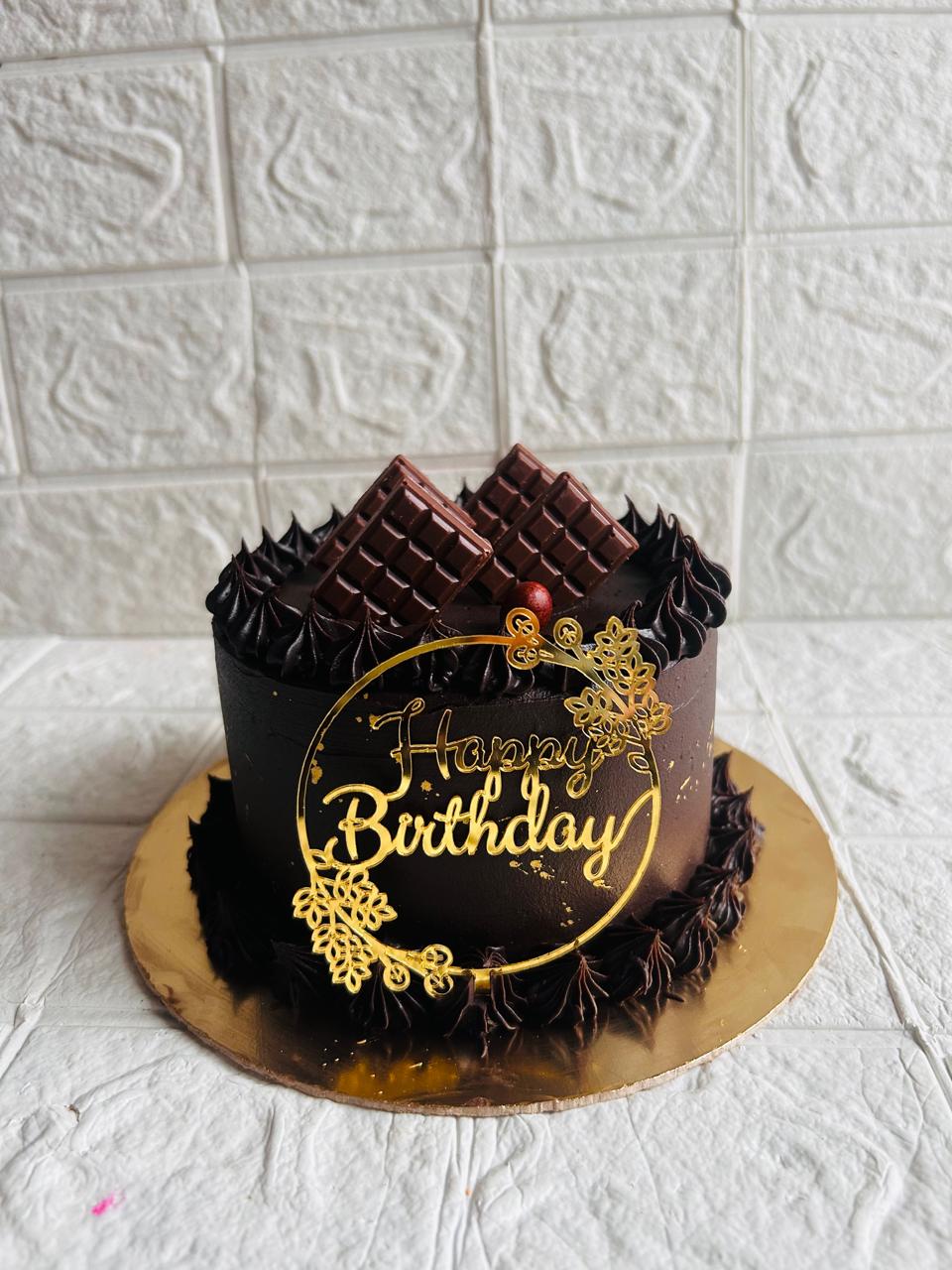Elegant Gold & Chocolate Birthday Cake