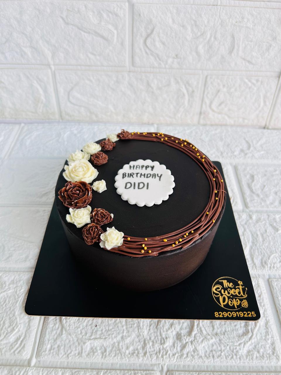 Elegant Chocolate Floral Birthday Cake