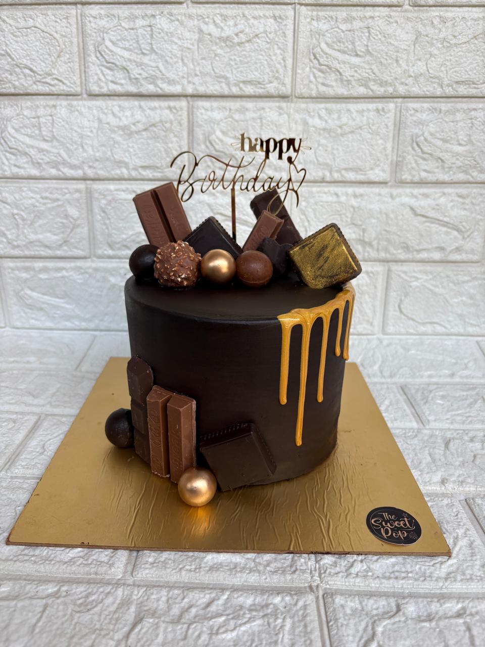 Loaded Chocolate Birthday Cake with Gold Drip