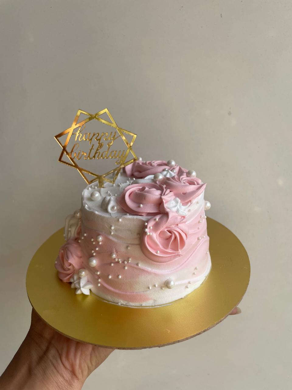 Pretty Pink Buttercream Birthday Cake