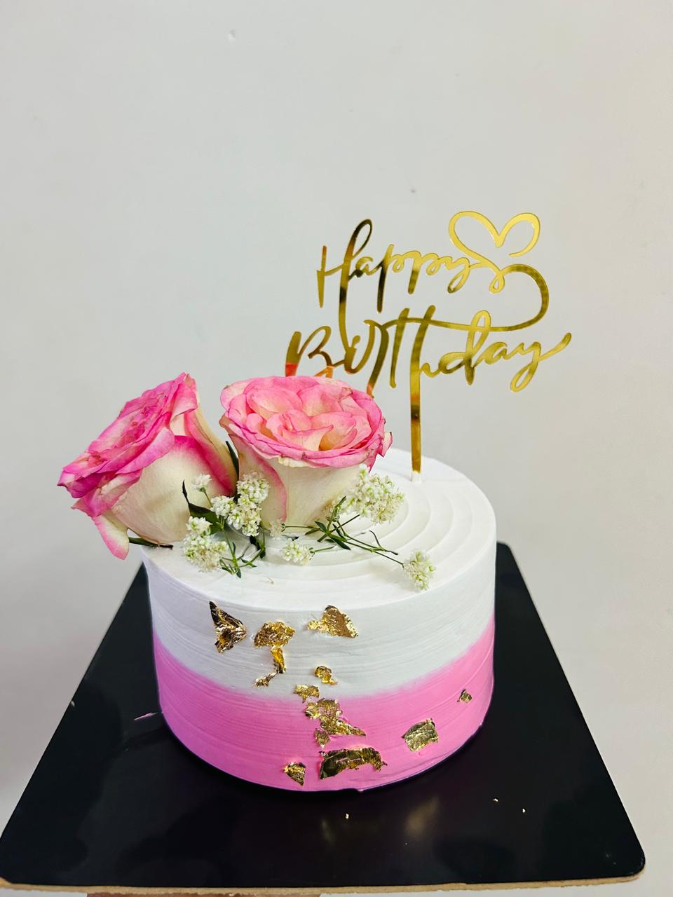 Elegant Rose Birthday Buttercream Cake